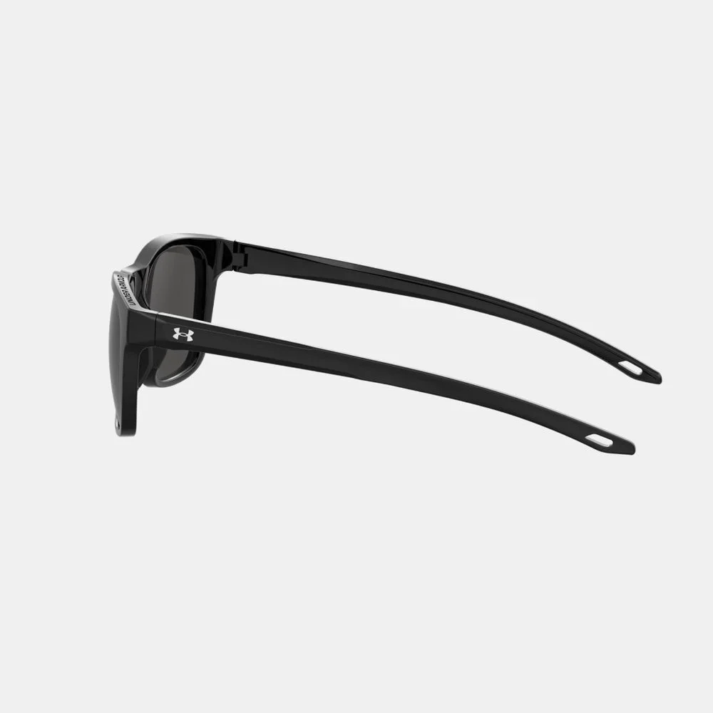 UNDER ARMOUR Sunglasses RAID Shiny Black Frame Gray POLARIZED Lens NEW